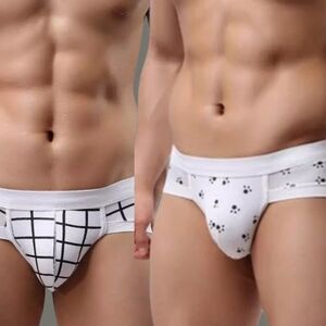 Men's White Patterned Underwear